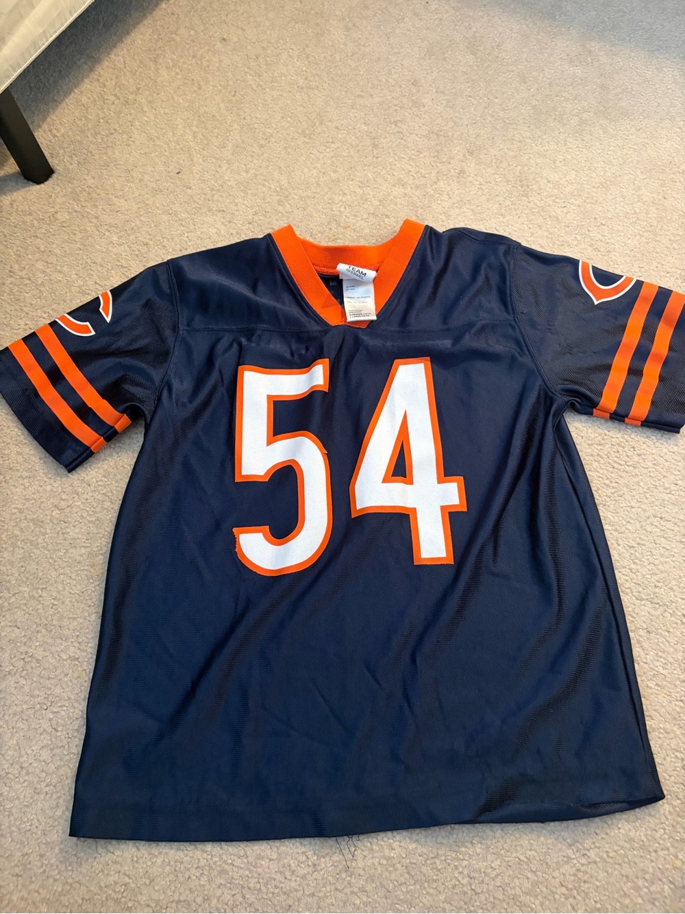 Kids Bears Navy & Orange Football Jersey #54